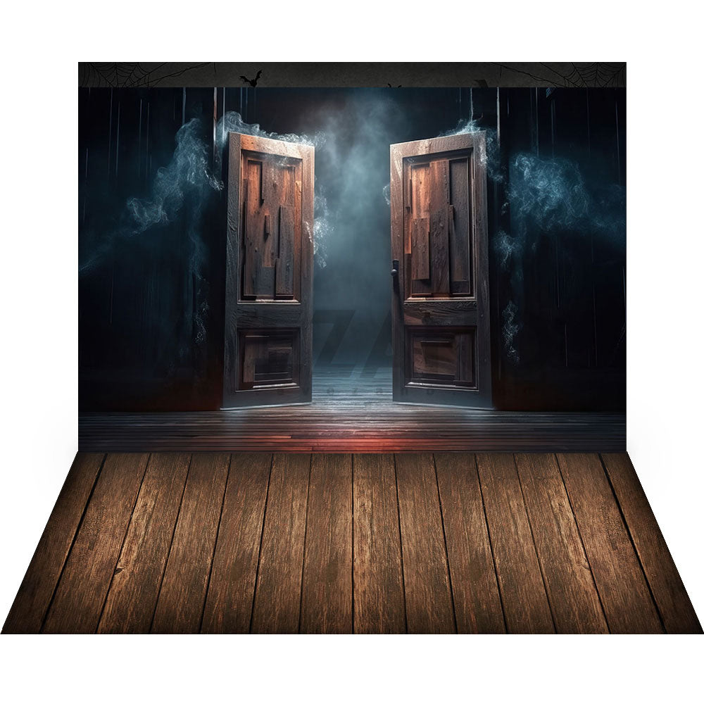 Avezano Halloween moke and Door 2 pcs Set Backdrop-AVEZANO